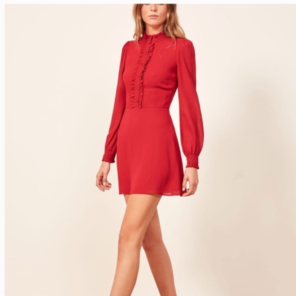 NWT Reformation Mathilda Cherry Red Dress size 8